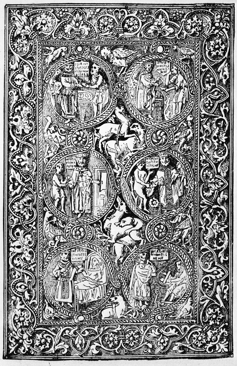 Una copia de la cubierta trasera de marfil del Salterio de la Reina Melisenda, reproducida en Las Cruzadas: la historia del Reino Latino de Jerusalén por T.A. Archer, 1894 de Israeli School