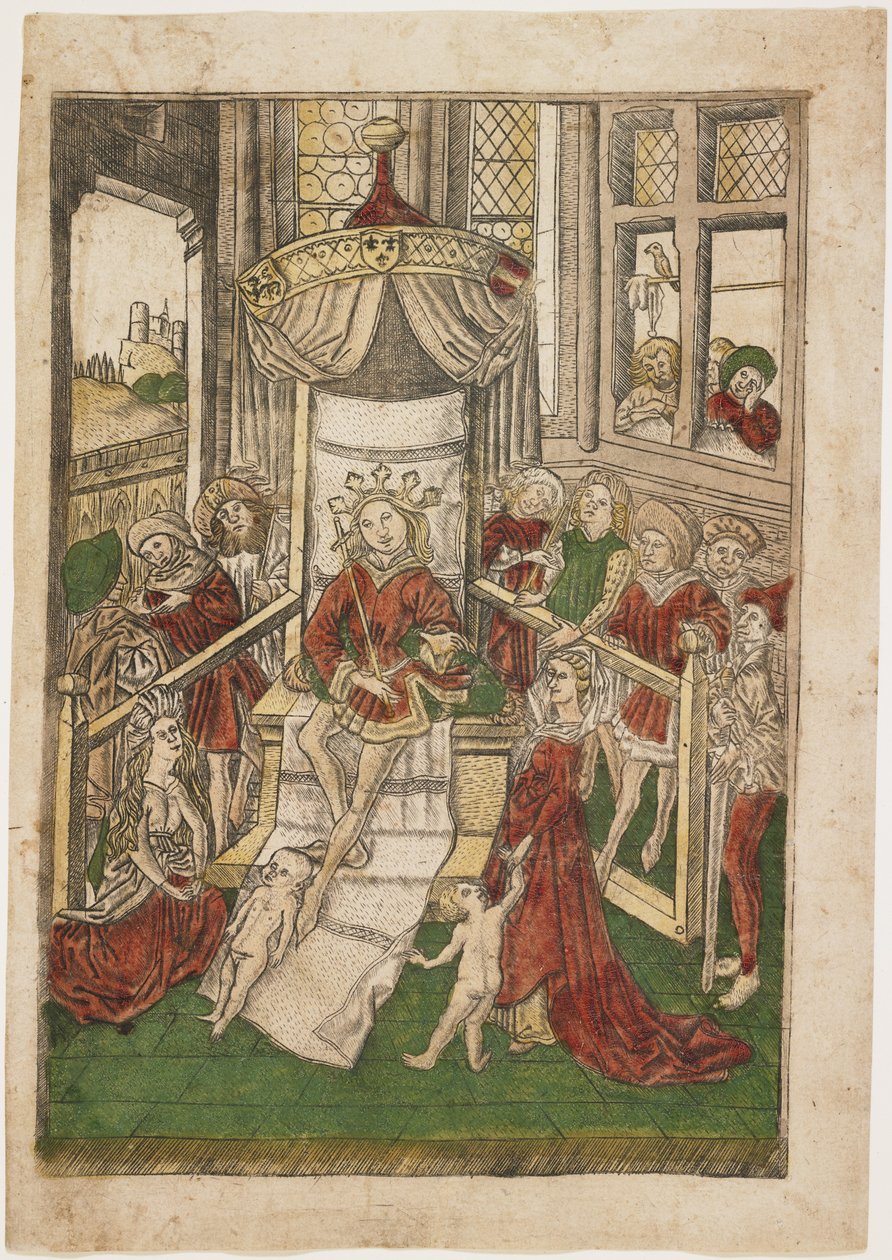 El juicio de Salomón, c. 1465 de Israhel van Meckenem the younger