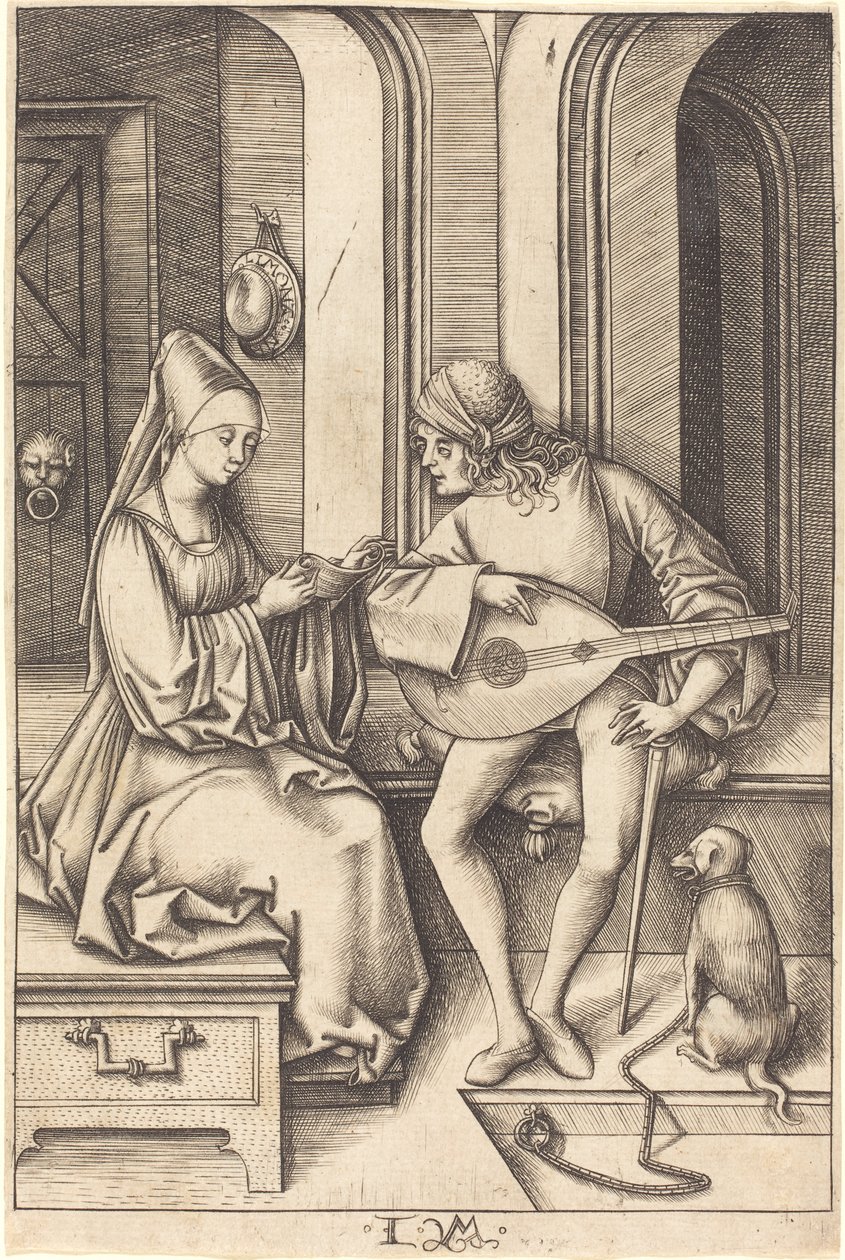 El jugador de laúd y el cantante, c.1500 de Israhel van Meckenem the younger