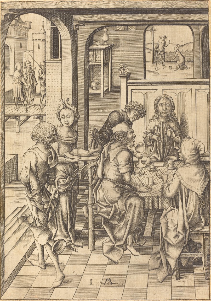 Cristo en Emaús, c. 1480 de Israhel van Meckenem