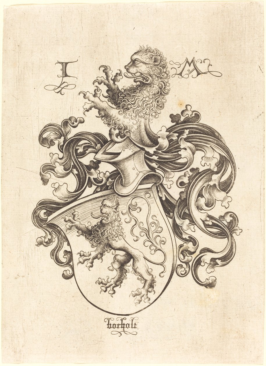 Escudo de armas con león, c. 1480-1490 de Israhel van Meckenem