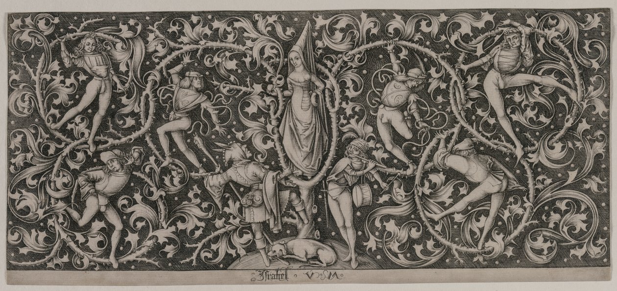 Ornamento con la danza de los amantes de Israhel van Meckenem