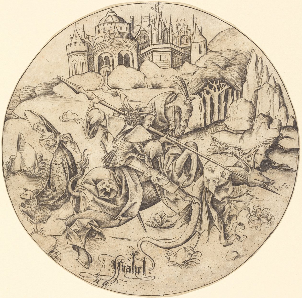 San Jorge y el Dragón de Israhel van Meckenem