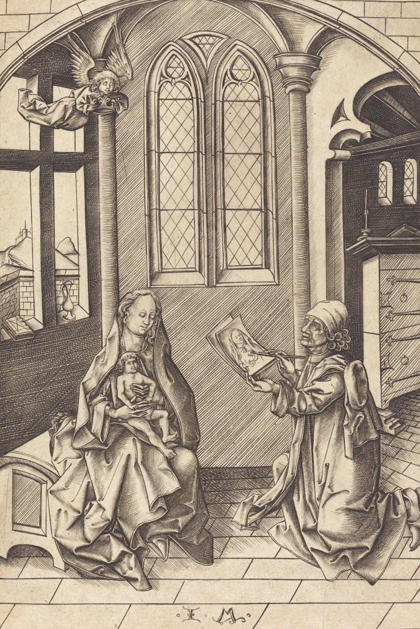 San Lucas Dibujando un Retrato de la Virgen de Israhel van Meckenem