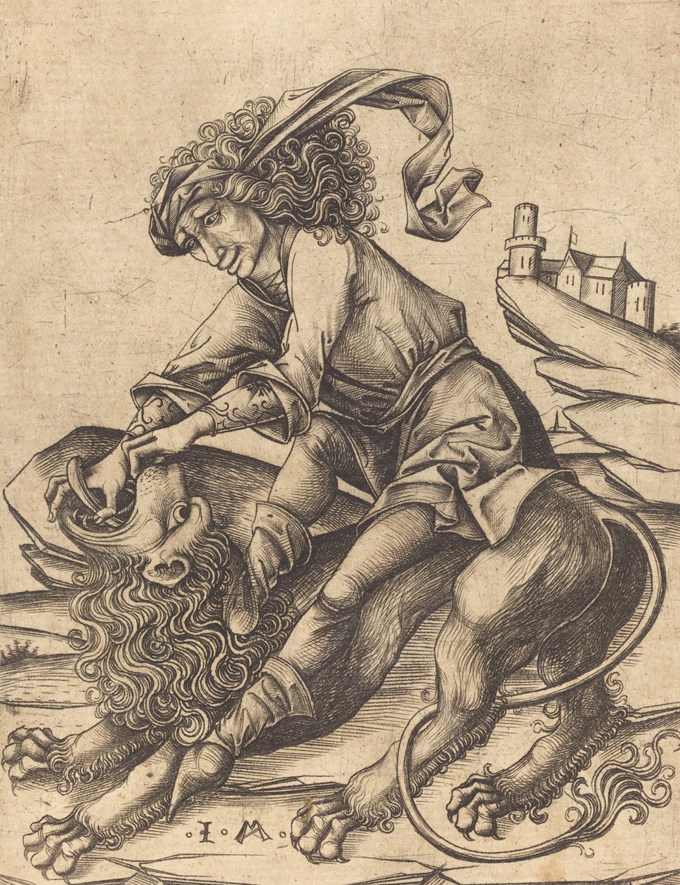 Sansón y el león, c. 1475 de Israhel van Meckenem