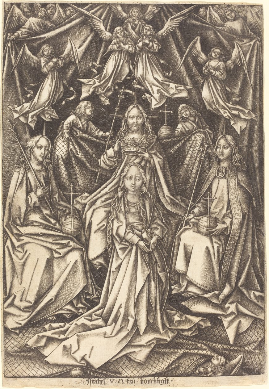 La coronación de la Virgen, c. 1490-1500 de Israhel van Meckenem