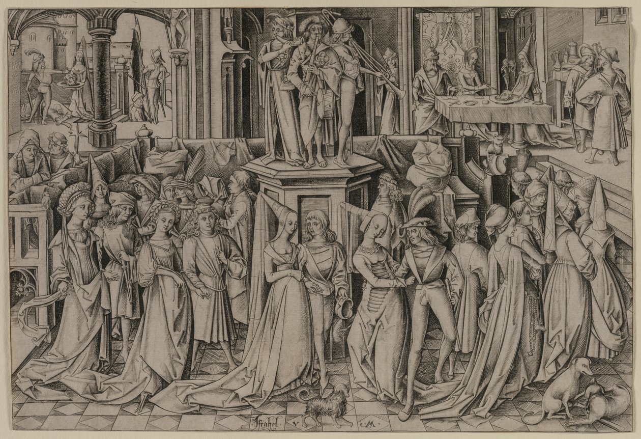 El baile en la corte de Herodes, c. 1500 de Israhel van Meckenem