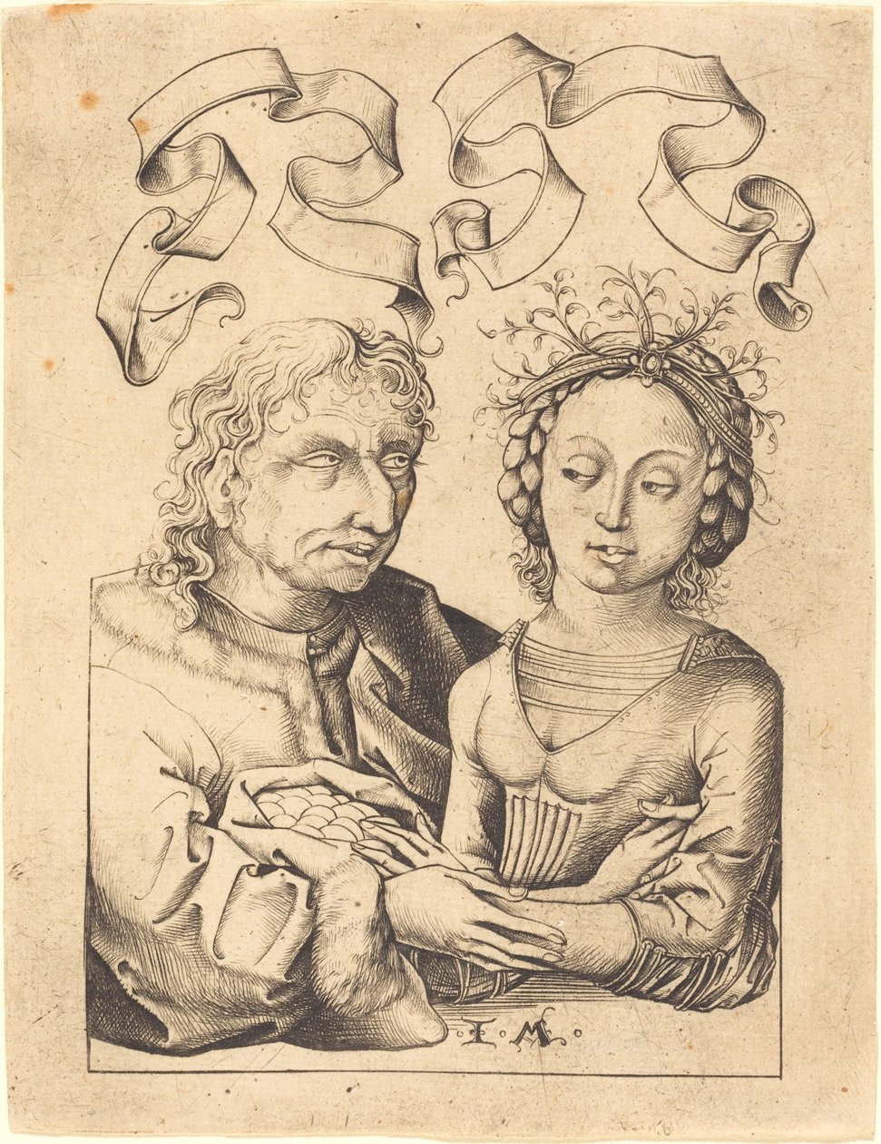 El viejo tonto y la joven, c. 1480-1490 de Israhel van Meckenem