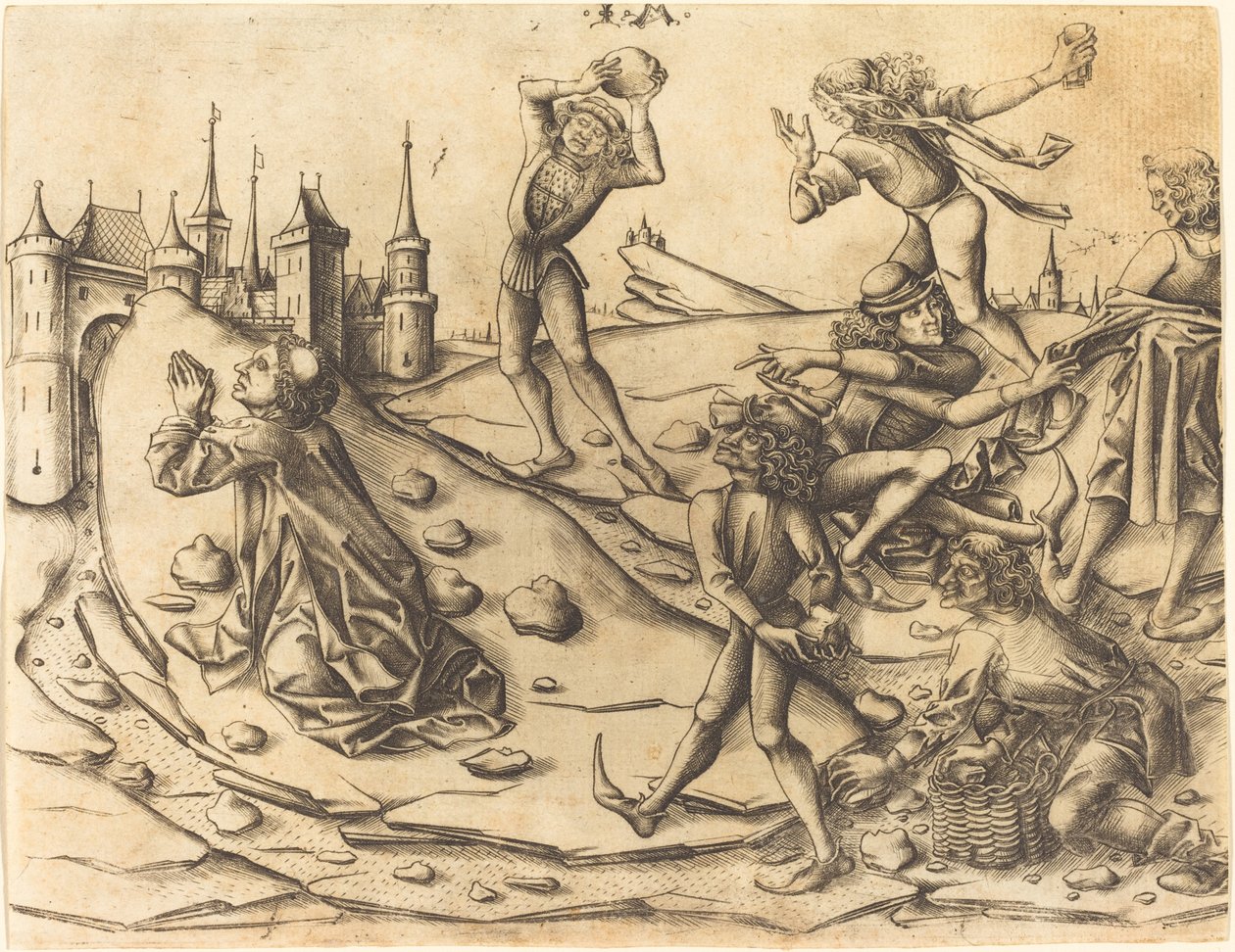 La lapidación de San Esteban, c. 1470 de Israhel van Meckenem
