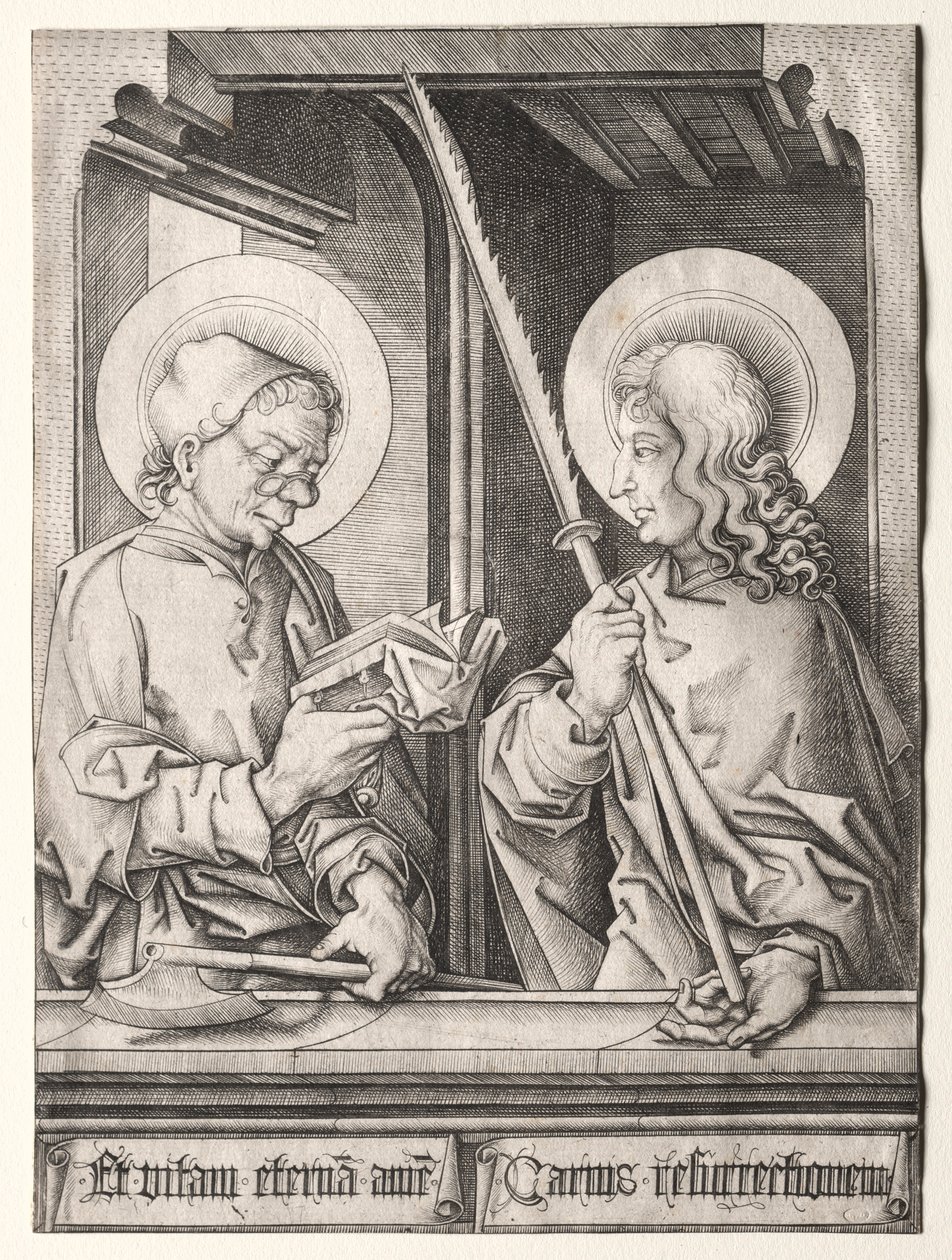 Los Doce Apóstoles en Ventanas Góticas: San Matías y San Judas Tadeo de Israhel van Meckenem