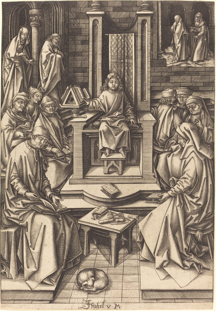 Cristo entre los doctores de Israhel van Meckenem after Hans Holbein the Elder