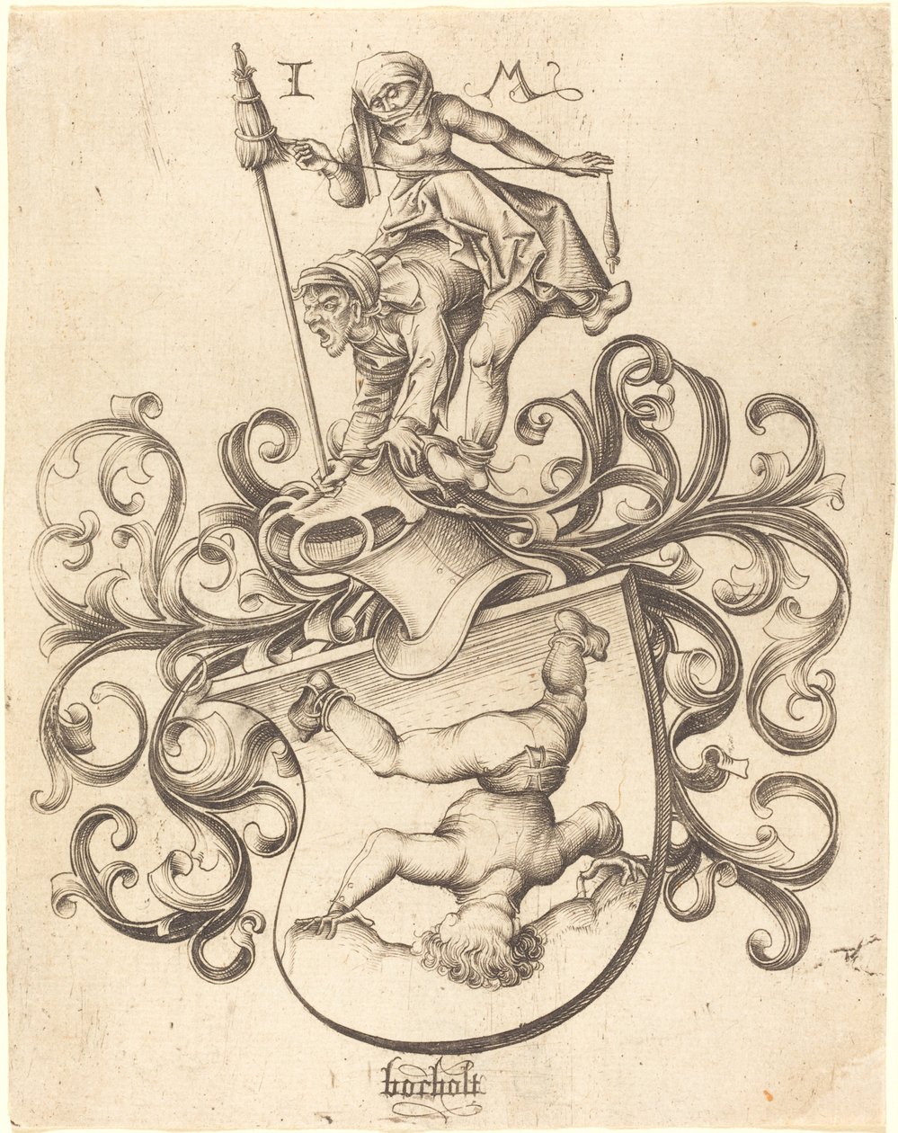 Escudo de Armas con Niño Acróbata de Israhel van Meckenem after Master of the Housebook