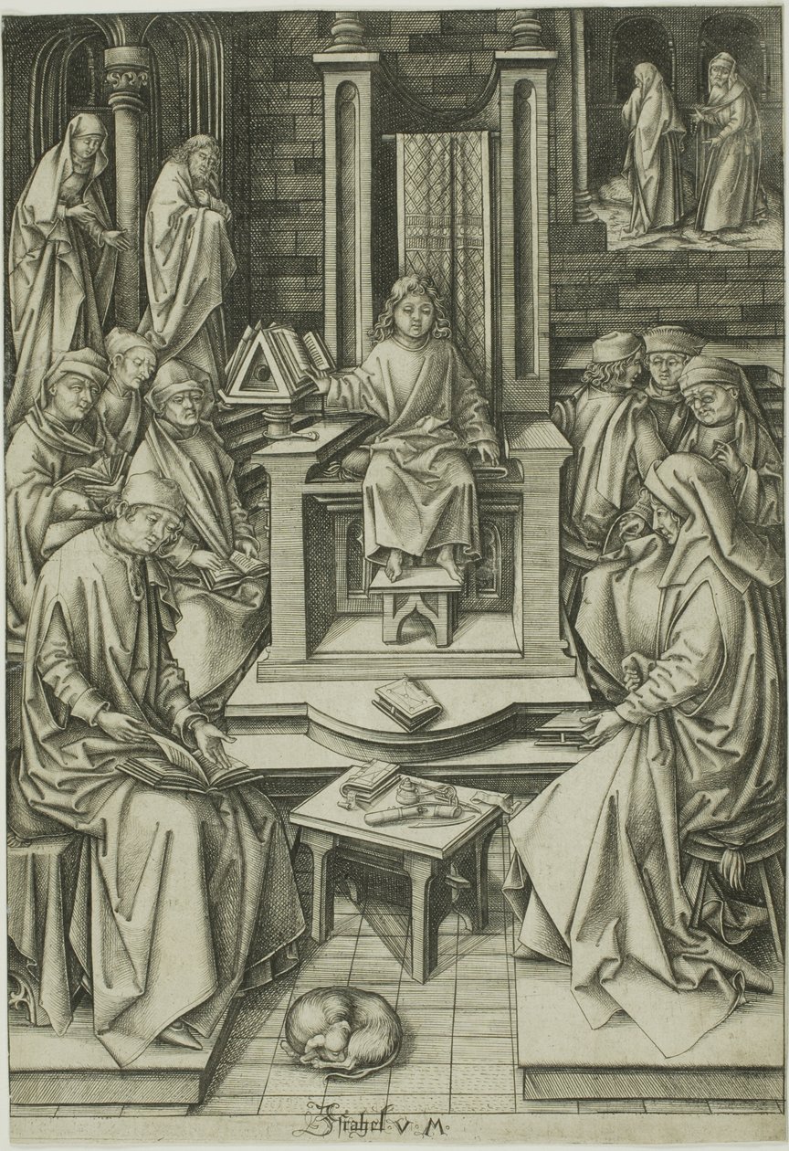 Cristo entre los médicos de Israhel van Meckenem the younger