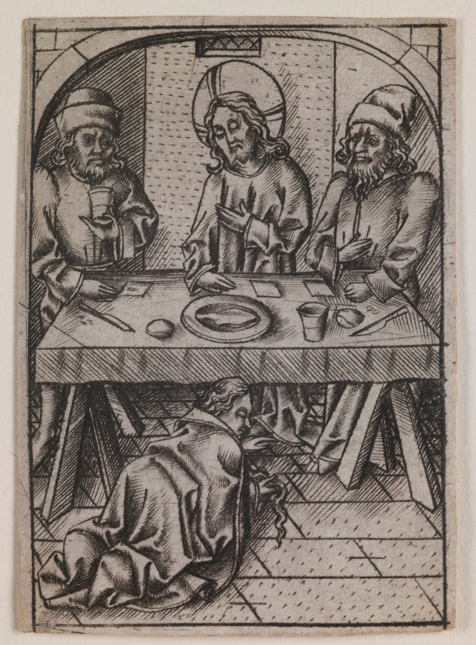 María Magdalena lavando los pies de Cristo de Israhel van Meckenem the younger