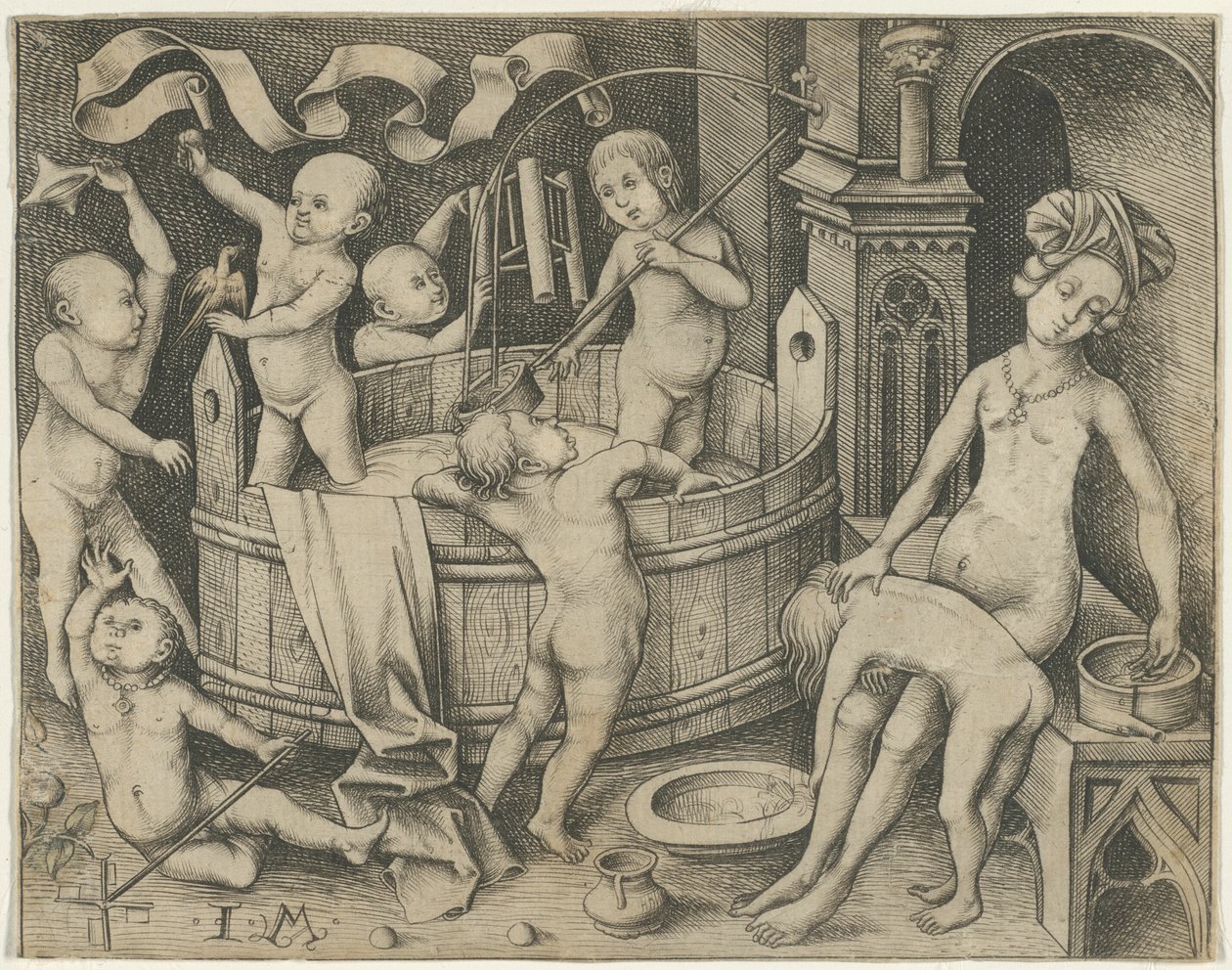 El baño de los niños de Israhel van Meckenem the younger