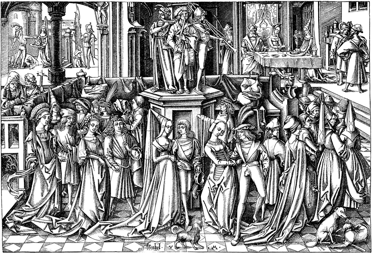La danza en la corte de Herodes de Israhel van Meckenem the younger