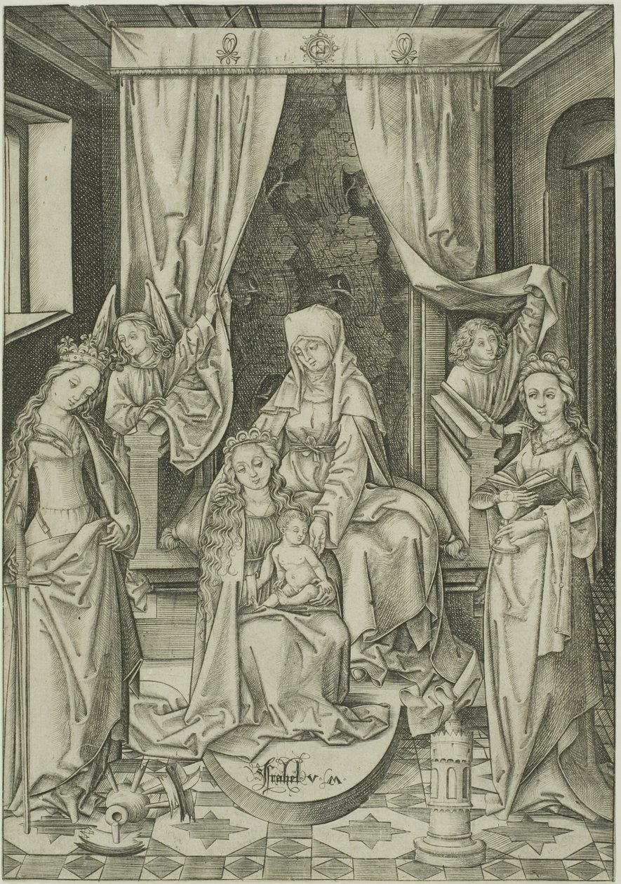 La Virgen con Santa Ana, Santa Catalina y Santa Bárbara de Israhel van Meckenem the younger