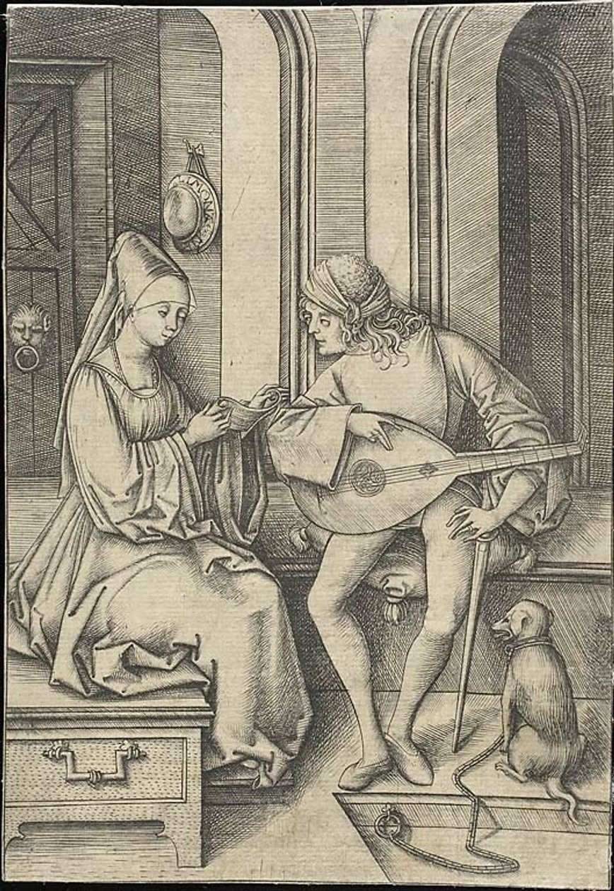 La cantante y el tañedor de laúd de Israhel van Meckenem the younger