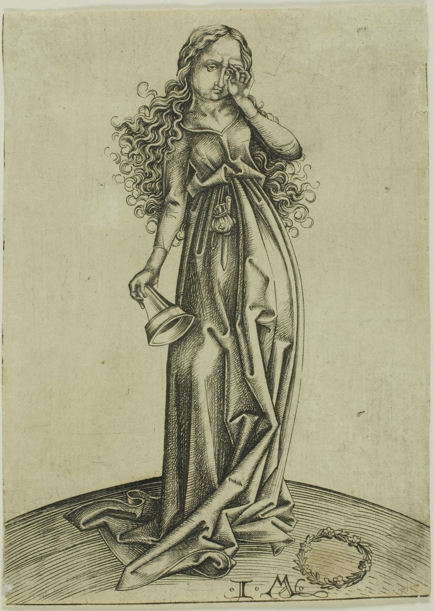 La tercera virgen insensata, de Las cinco vírgenes insensatas de Israhel van Meckenem the younger