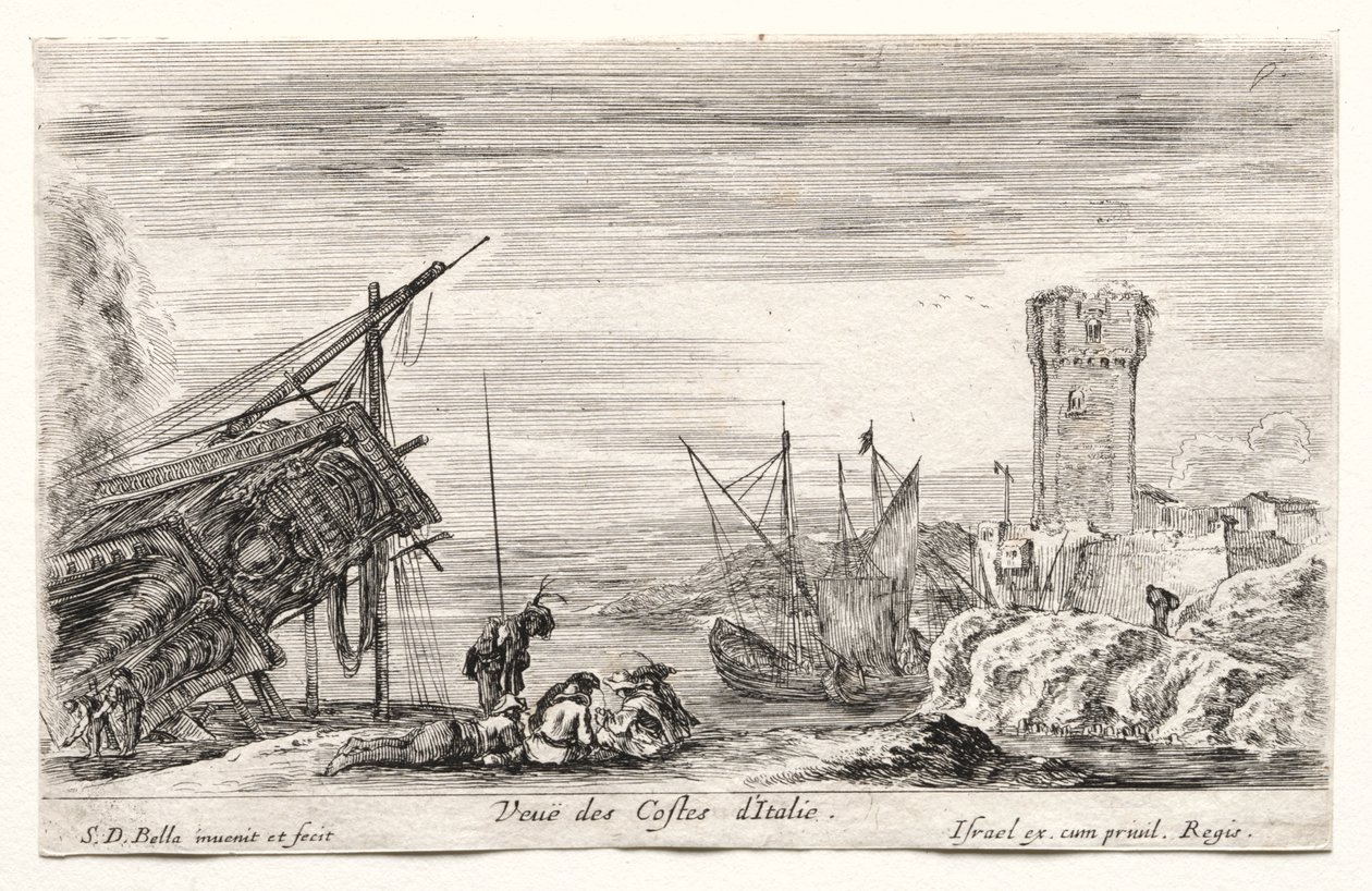 Views of Sea Ports: View of the Italian Coast de Israël Henriet
