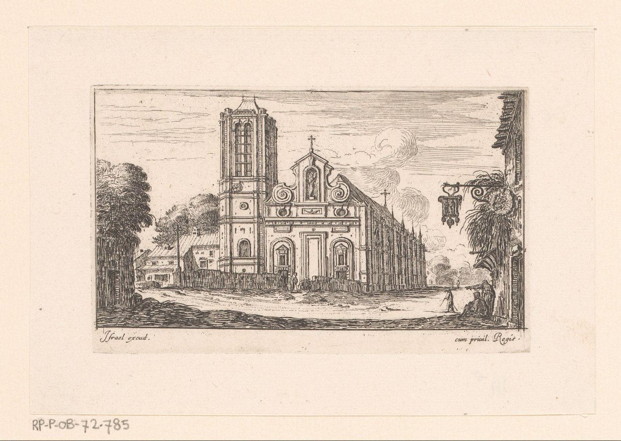 Vista de Notre-Dame-des-Vertus Notre Dame des Vertus (título sobre objeto) Varias vistas de iglesias, castillos y ciudades (título de la serie) de Israël Silvestre