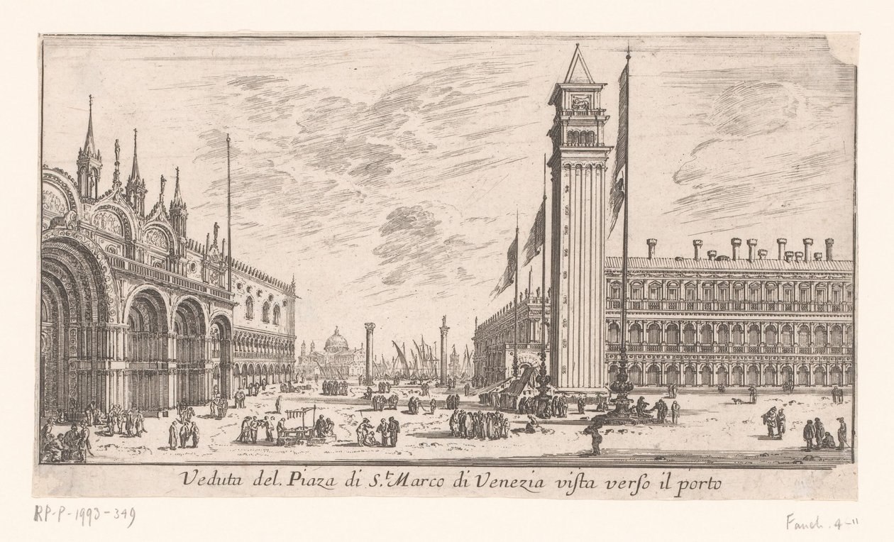 Vista de la Plaza de San Marcos en Venecia Veduta del Piazza di St. Marco di Venezia vista verso il porto (título sobre el objeto) Vistas de Roma y Venecia (título de la serie) Vues de Rome et de Venise (título de la serie) de Israël Silvestre