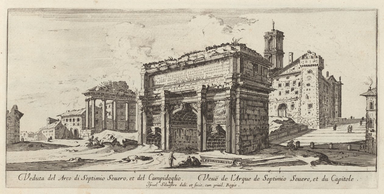 Veduta del Arco de Septimio Severo y del Capitolio de Israël Silvestre