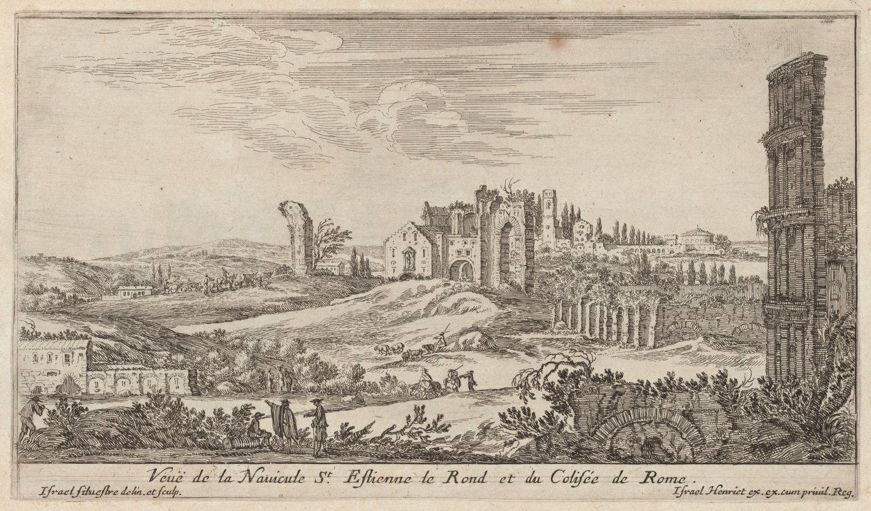 Vista de la Navicule St. Estienne le Rond y del Coliseo de Roma de Israël Silvestre