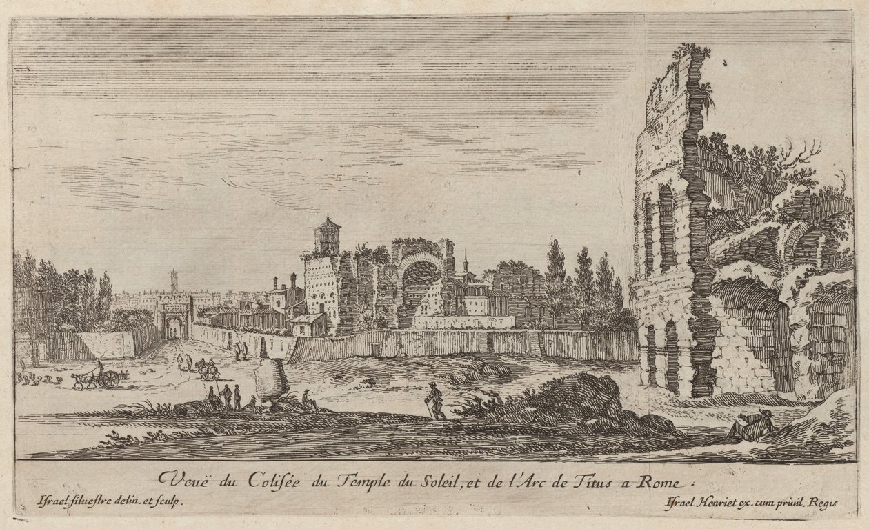 Vista del Coliseo, el Templo del Sol y el Arco de Tito en Roma de Israël Silvestre
