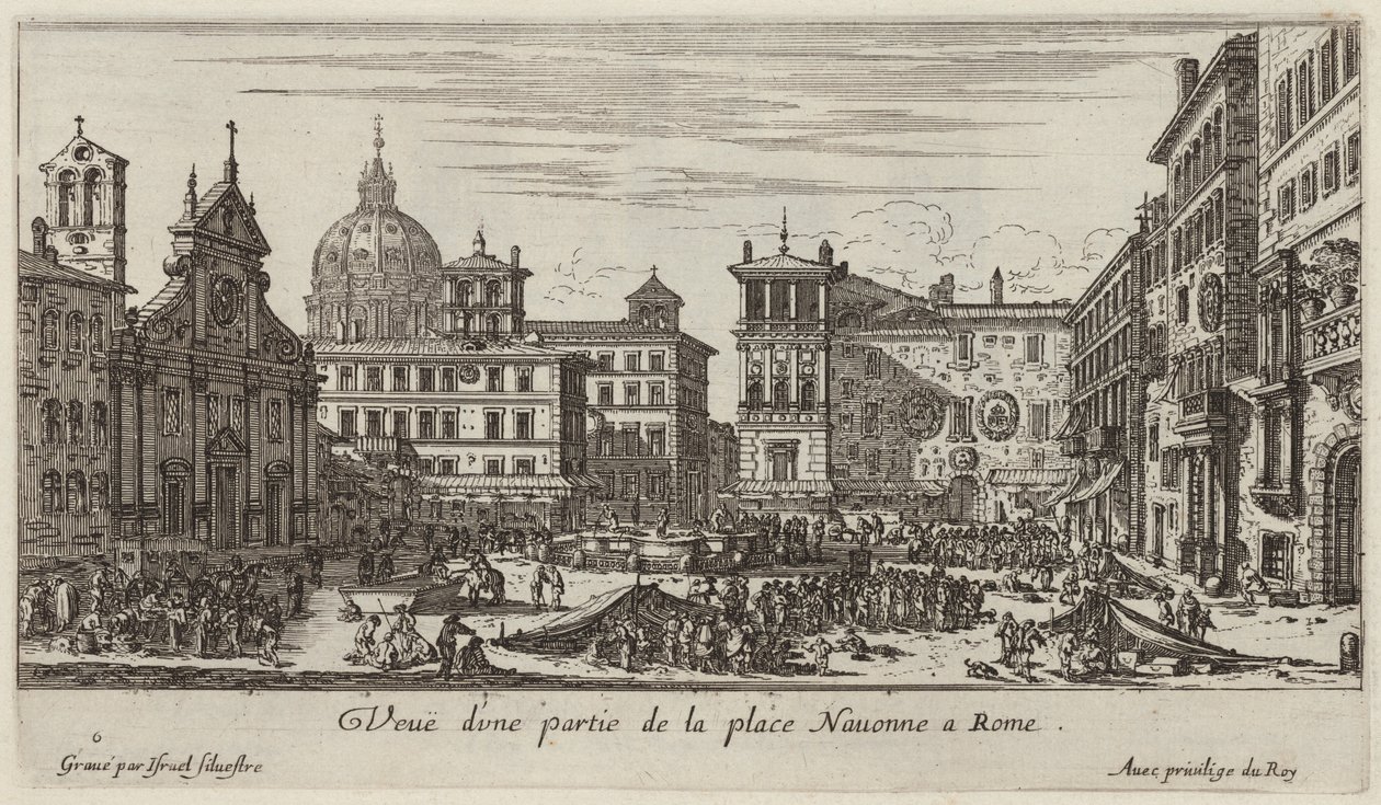 Vista de una parte de la plaza Navona en Roma de Israël Silvestre