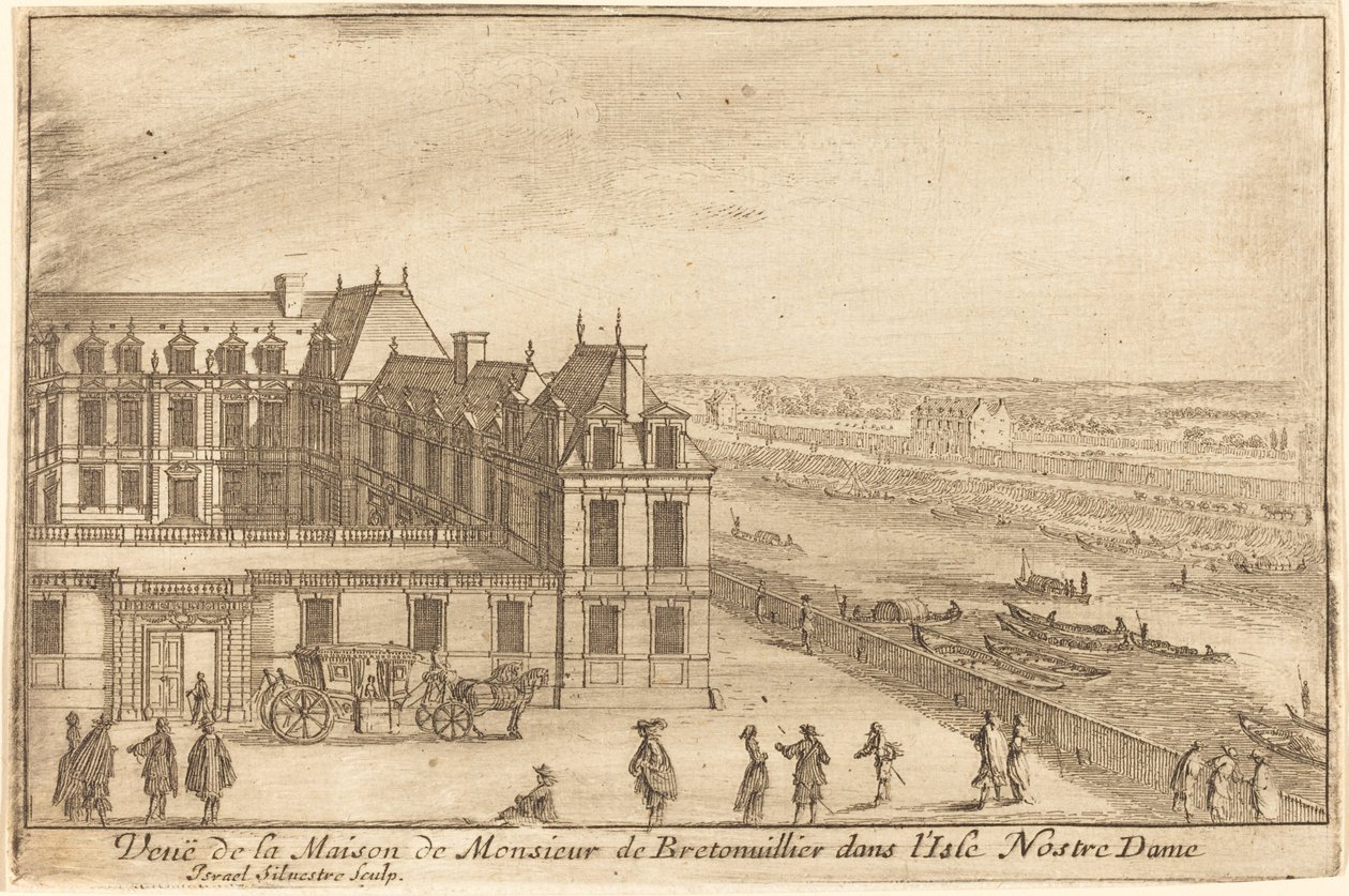Vista de la casa de Monsieur de Bretonuiller en la Isla de Notre Dame de Israël Silvestre