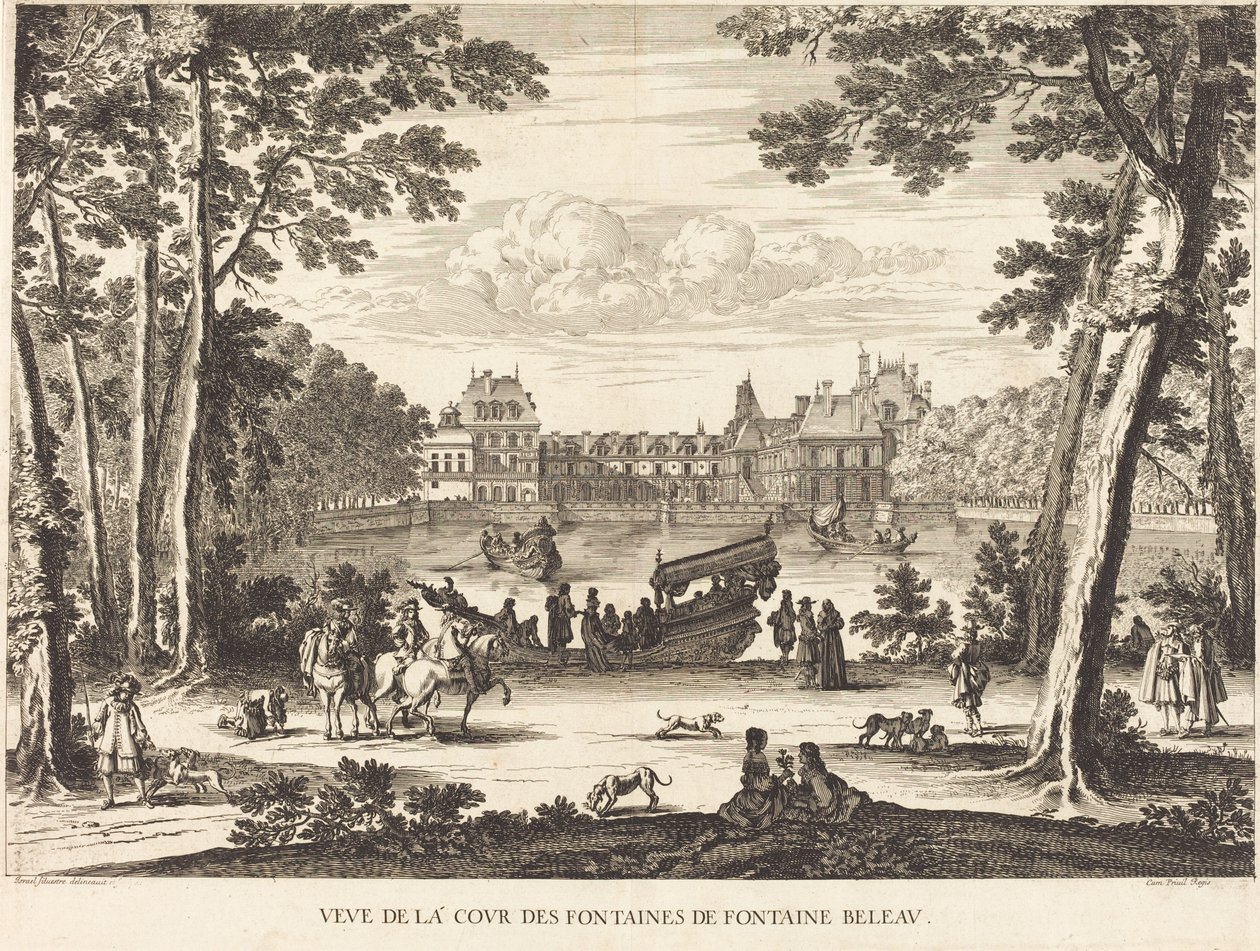 Vista del Patio de las Fuentes de Fontainebleau de Israël Silvestre