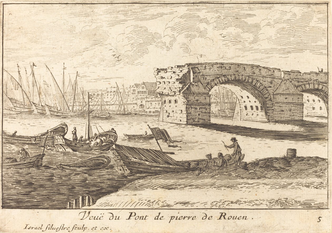 Vista del Puente de Piedra de Rouen de Israël Silvestre
