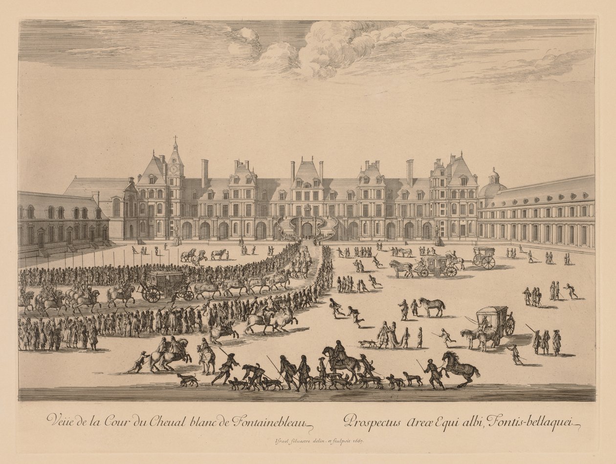 Vista del Patio del Caballo Blanco de Fontainebleau, 1667 de Israël Silvestre