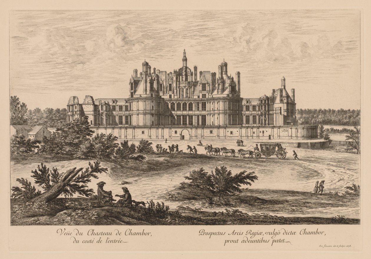 Vista del Castillo de Chambord, del lado de la entrada, 1678 de Israël Silvestre