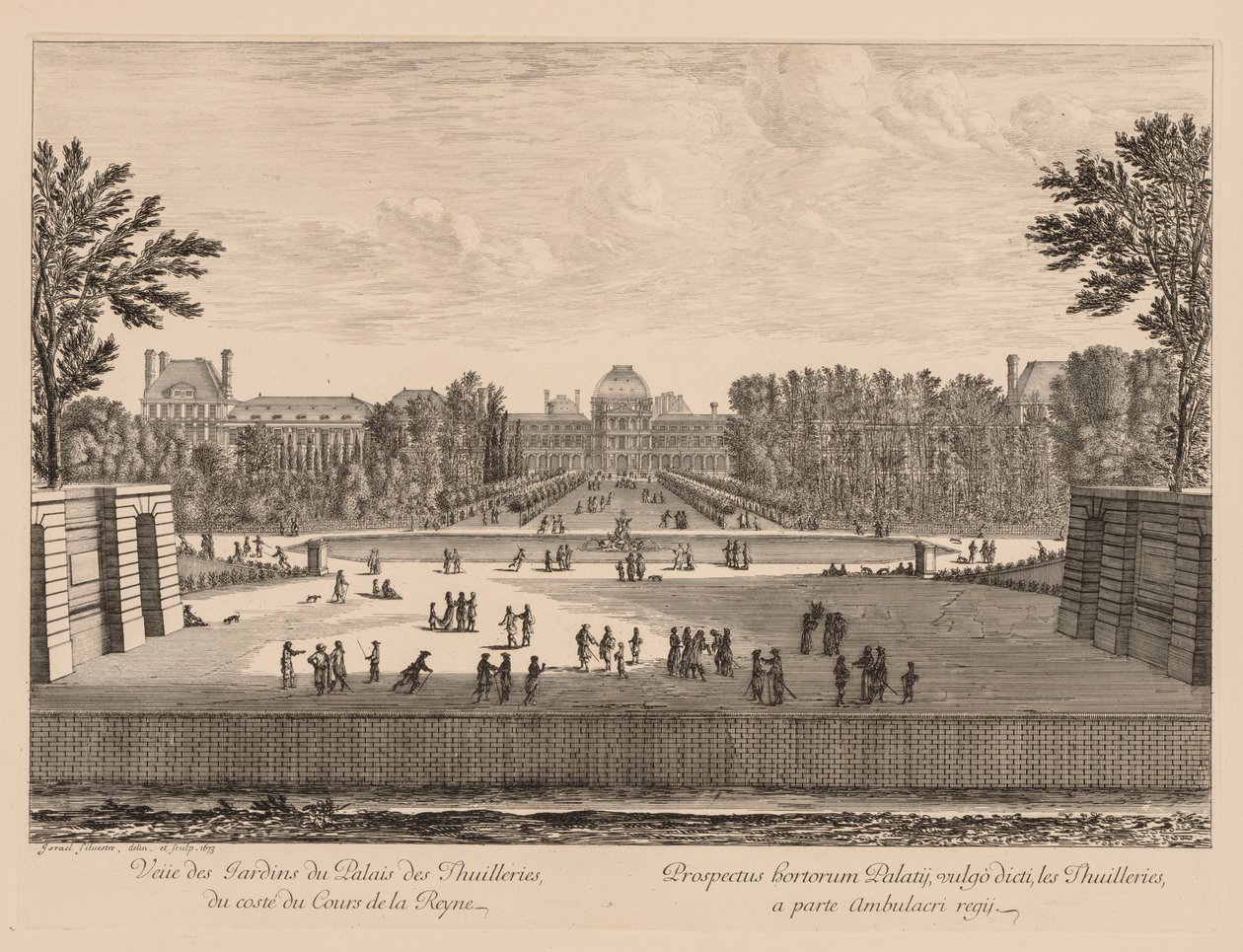 Vista del palacio y los jardines de las Tullerías, desde el lado del curso la Reina de Israël Silvestre