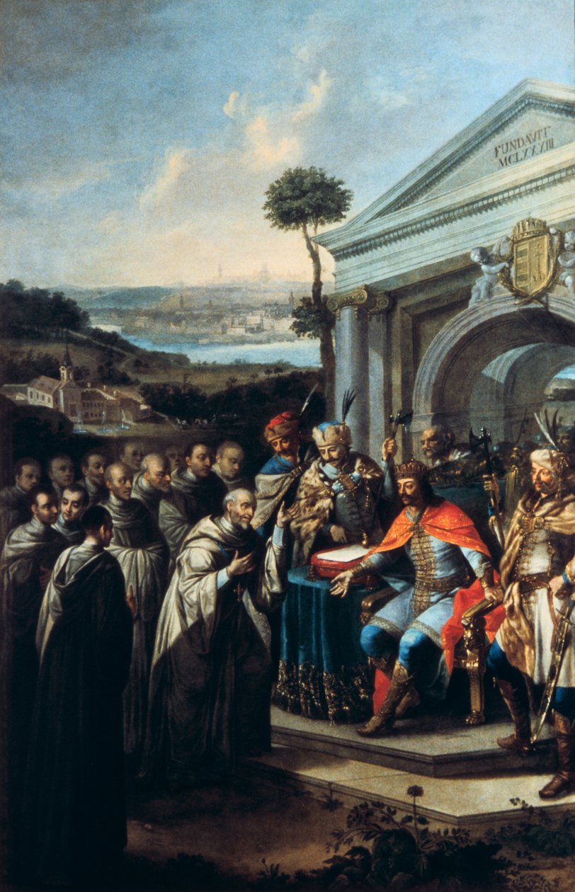 Bela III fundando el monasterio cisterciense en Szentgotthard en 1183, 1795-1796 de Istvan Dorfmeister