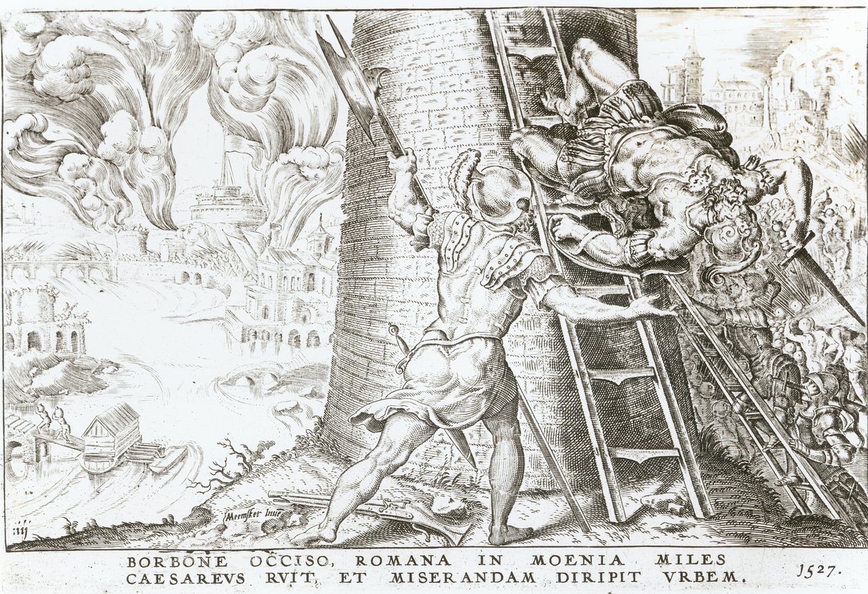 En la muerte de Carlos Borbón (1490-1527), las tropas de Carlos V (1500-58) asaltan las murallas de Roma, 1527 de Italian School
