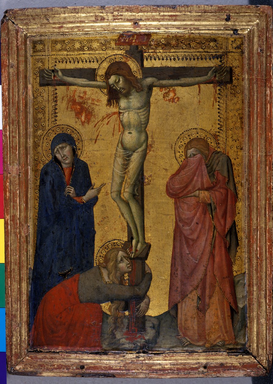 Cristo en la cruz con María, Juan y María Magdalena de Italian School