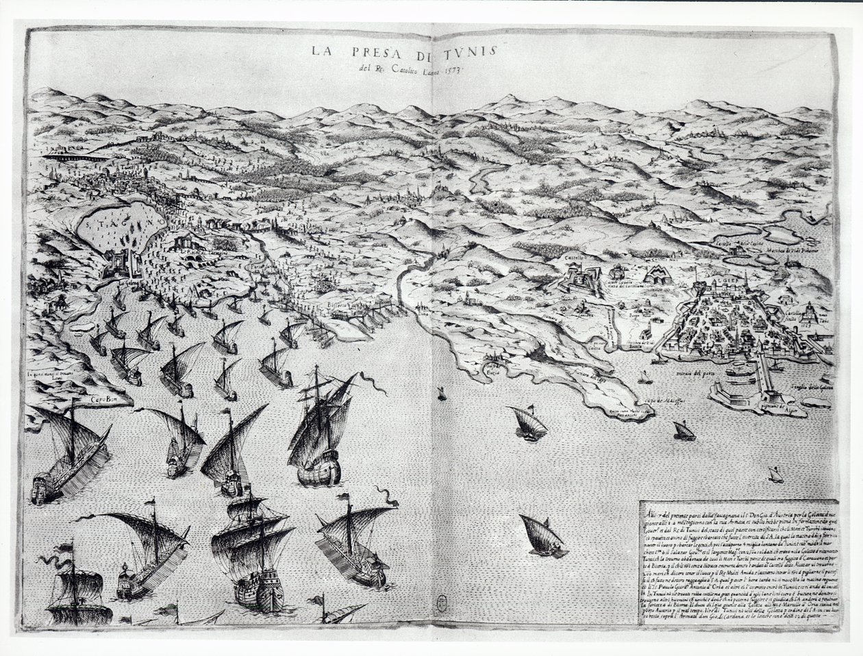 Mapa de la toma de Túnez por los españoles en 1573 de Italian School