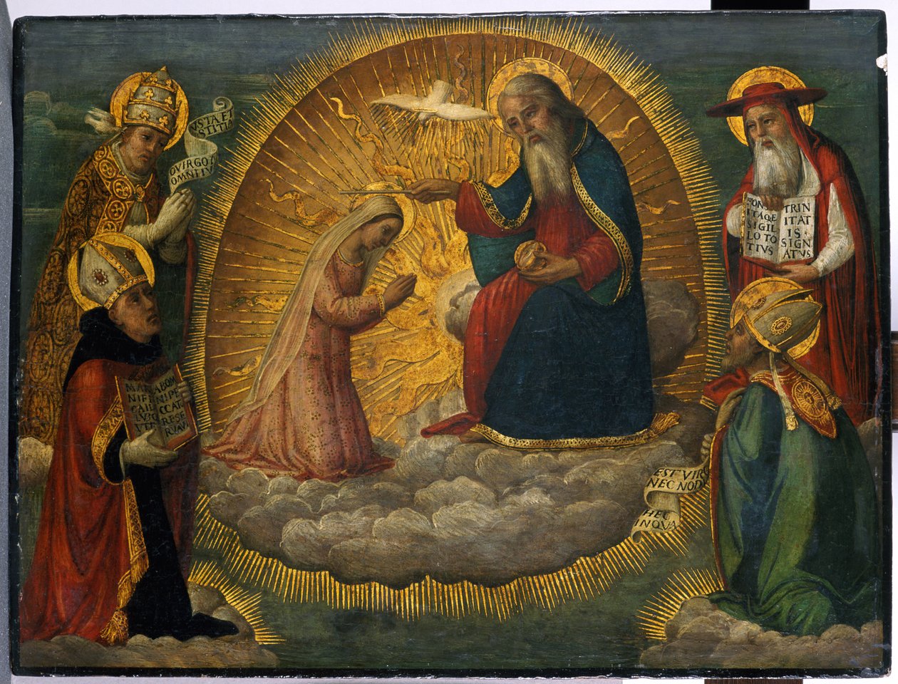 María ante Dios Padre, observada por los cuatro Padres de la Iglesia de Italian School