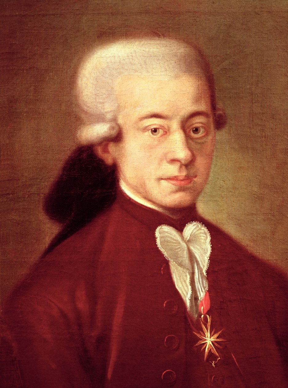 Retrato de Wolfgang Amadeus Mozart (1756-1791) después de 1770 (detalle) de Italian School