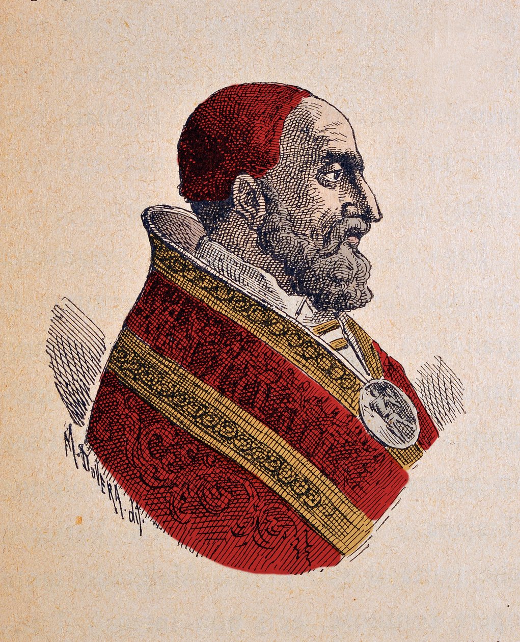Retrato del Papa Gregorio XIII (1572-1585), 1898 (grabado con coloración posterior) de Italian School