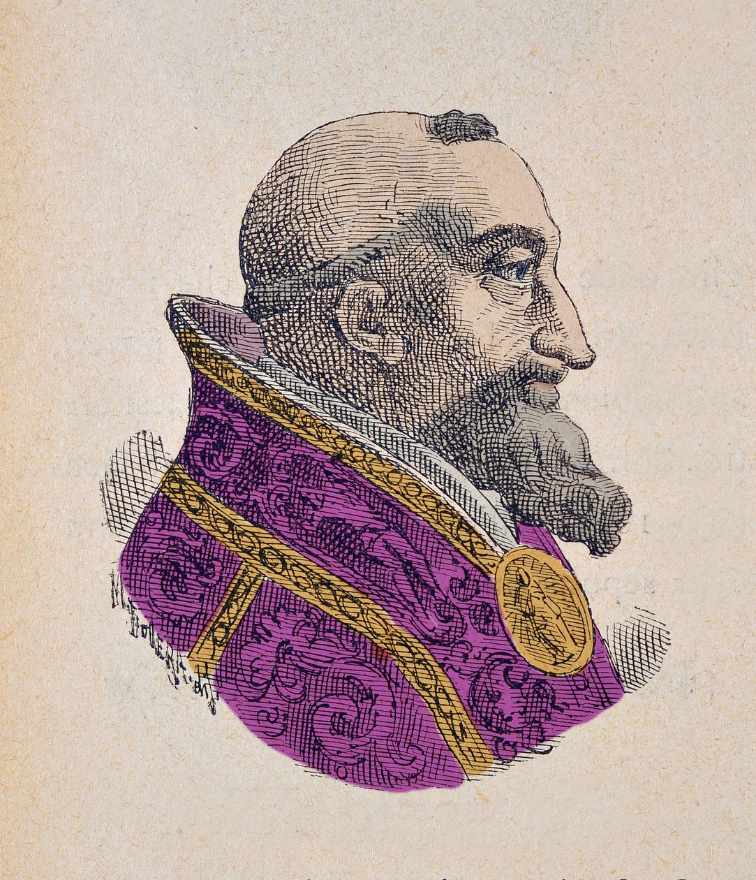 Retrato del Papa Gregorio XV (Gregorio, Gregorius o Gregory) (1621-1623), 1898 (grabado con coloración posterior) de Italian School