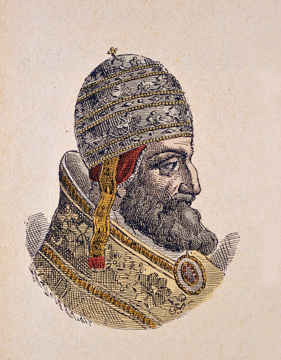 Retrato del Papa León XI (Leo, Leone) (1605), 1898 (grabado con coloración posterior) de Italian School