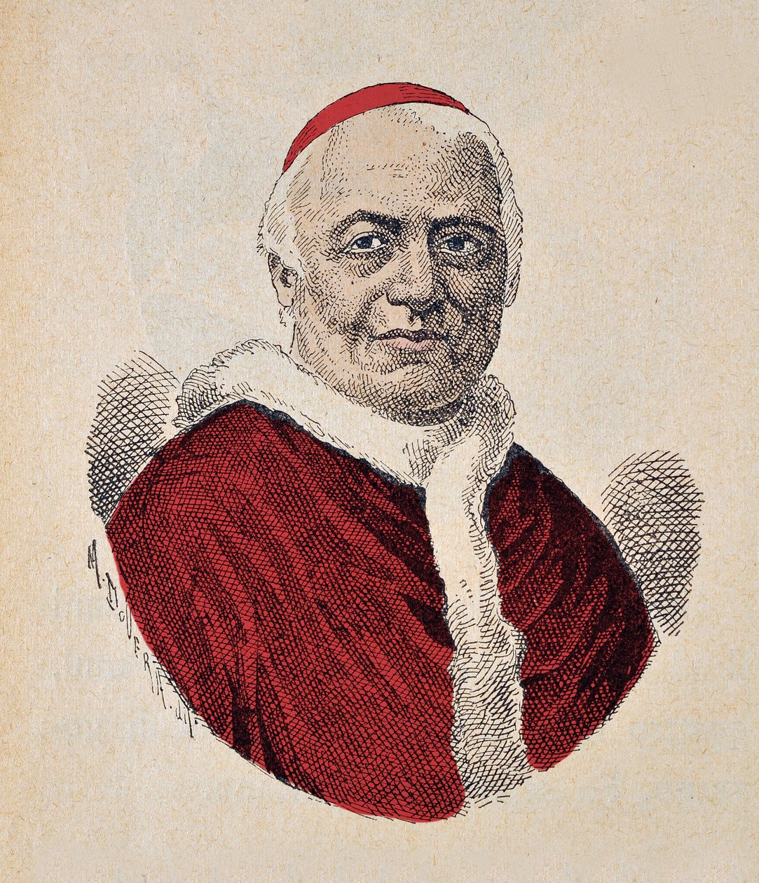Retrato del Papa Pío IX (1846-1878) (grabado con coloración posterior) de Italian School