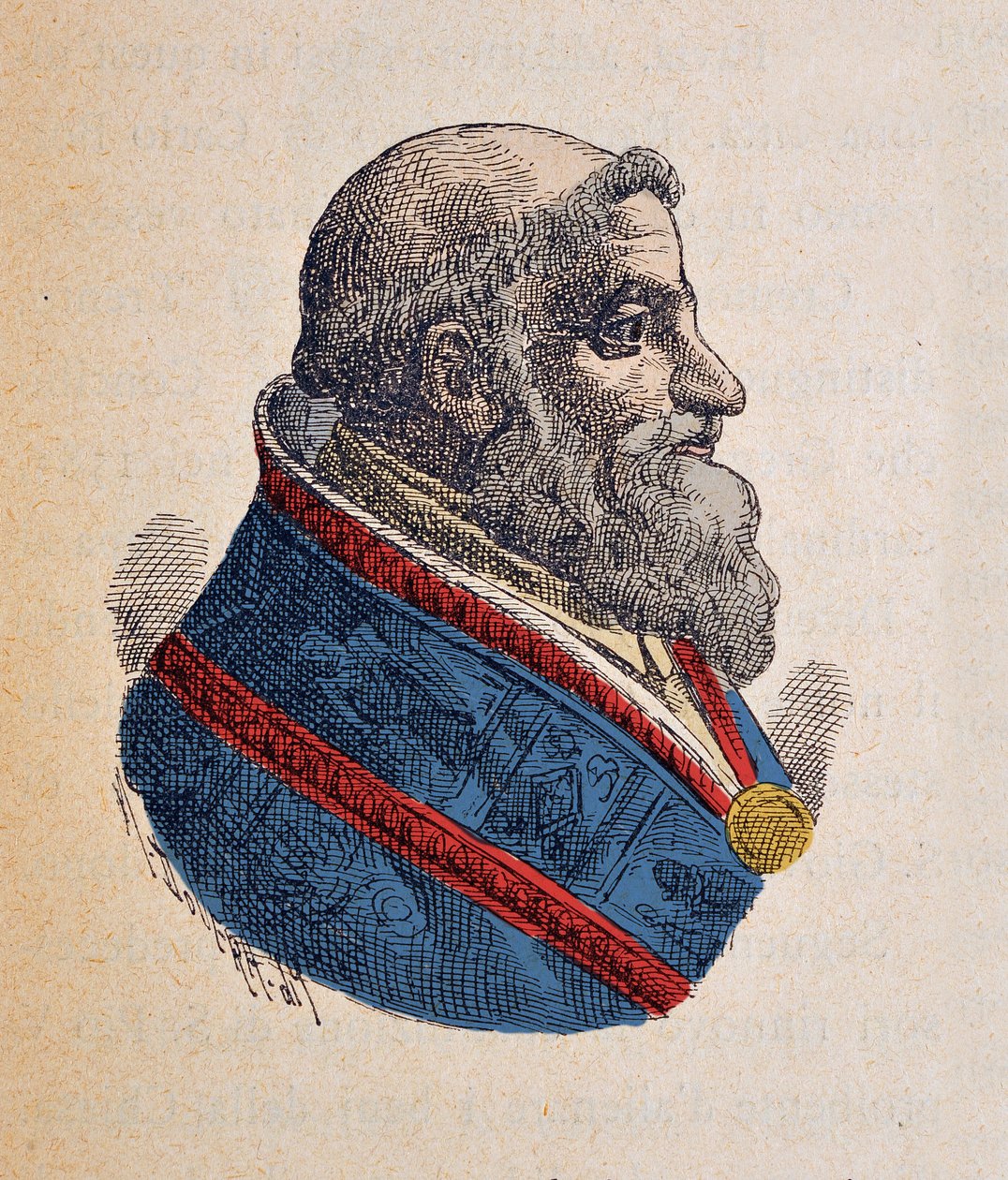 Retrato del Papa Sixto V (1585-1590), 1898 (grabado con coloración posterior) de Italian School