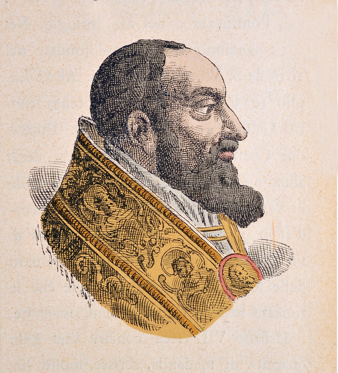 Retrato del Papa Urbano VIII (Urban o Urbanus o Urbano) (1623-1644), 1898 (grabado con coloración posterior) de Italian School