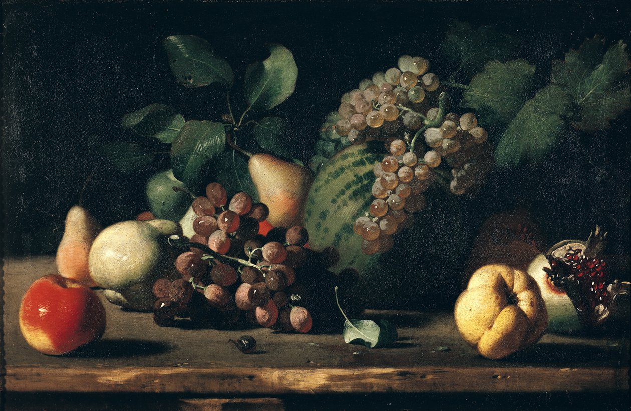 Naturaleza Muerta con Uvas y Granada de Italian School