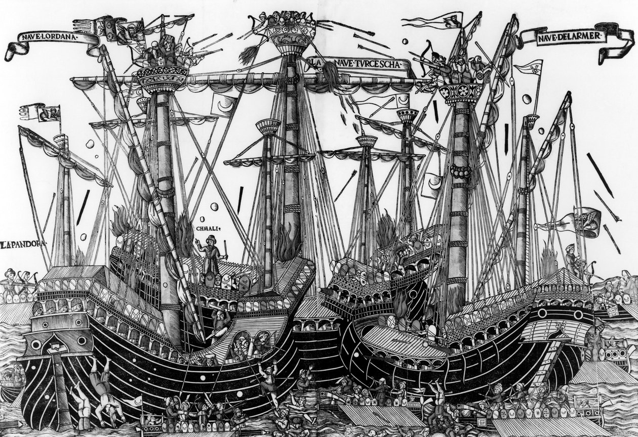 La Batalla de Zonchio en 1499 de Italian School